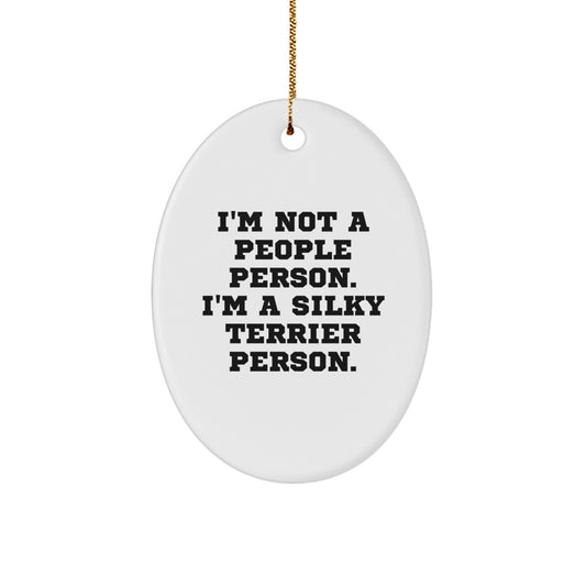 Funny Silky Terrier Dog Christmas Oval Ornament Gifts from Family to Friends - Image 1