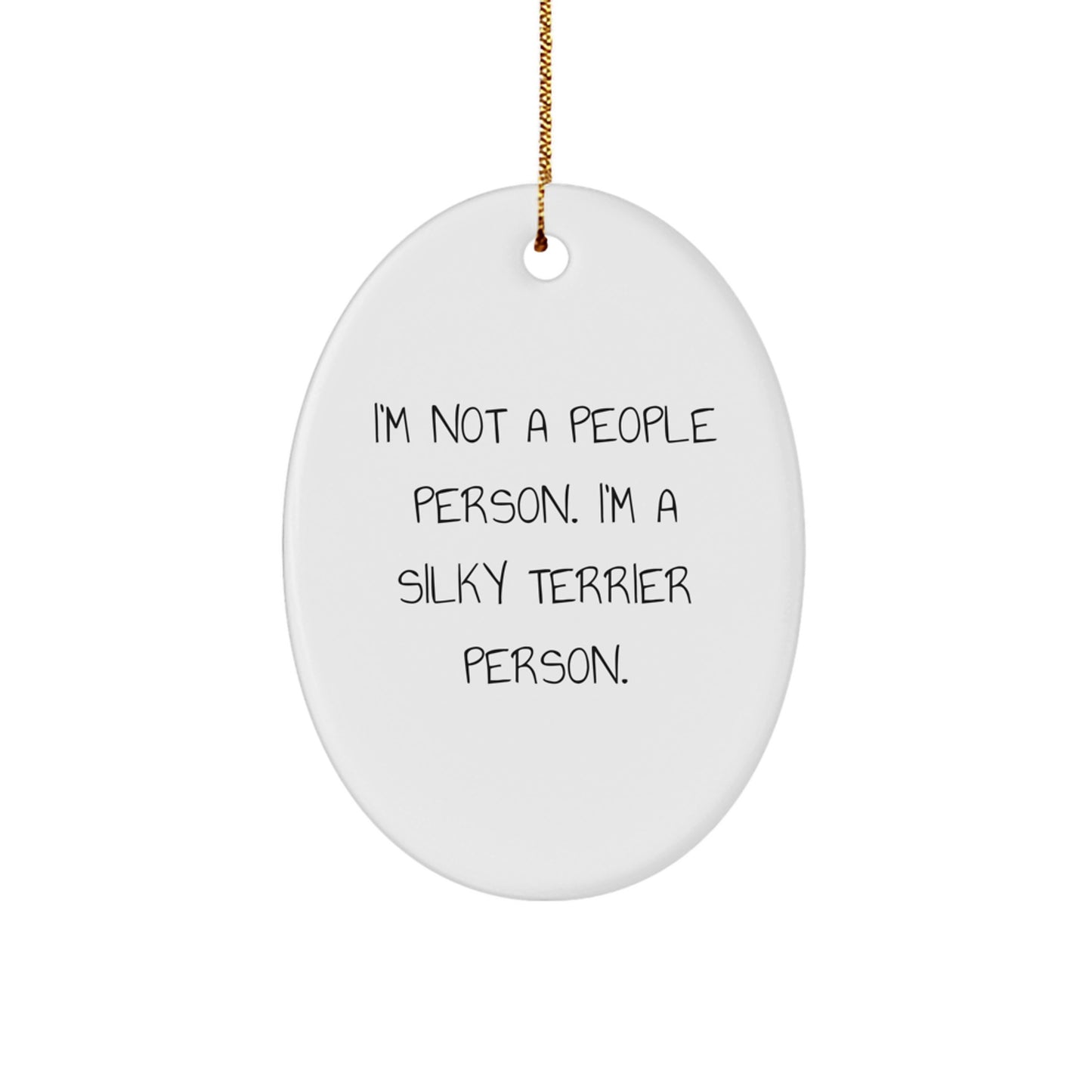 Funny Silky Terrier Dog Lovers Oval Ornament for Christmas Unique Gift from Family Friends - Image 1