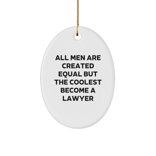 Witty Lawyer Christmas Ornament for Friends Gift – Novelty Oval White - Image 1