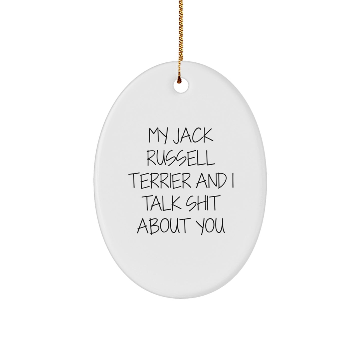 Funny Jack Russell Terrier Dog Oval Ornament Gifts from Family to Friends for Christmas - Image 1