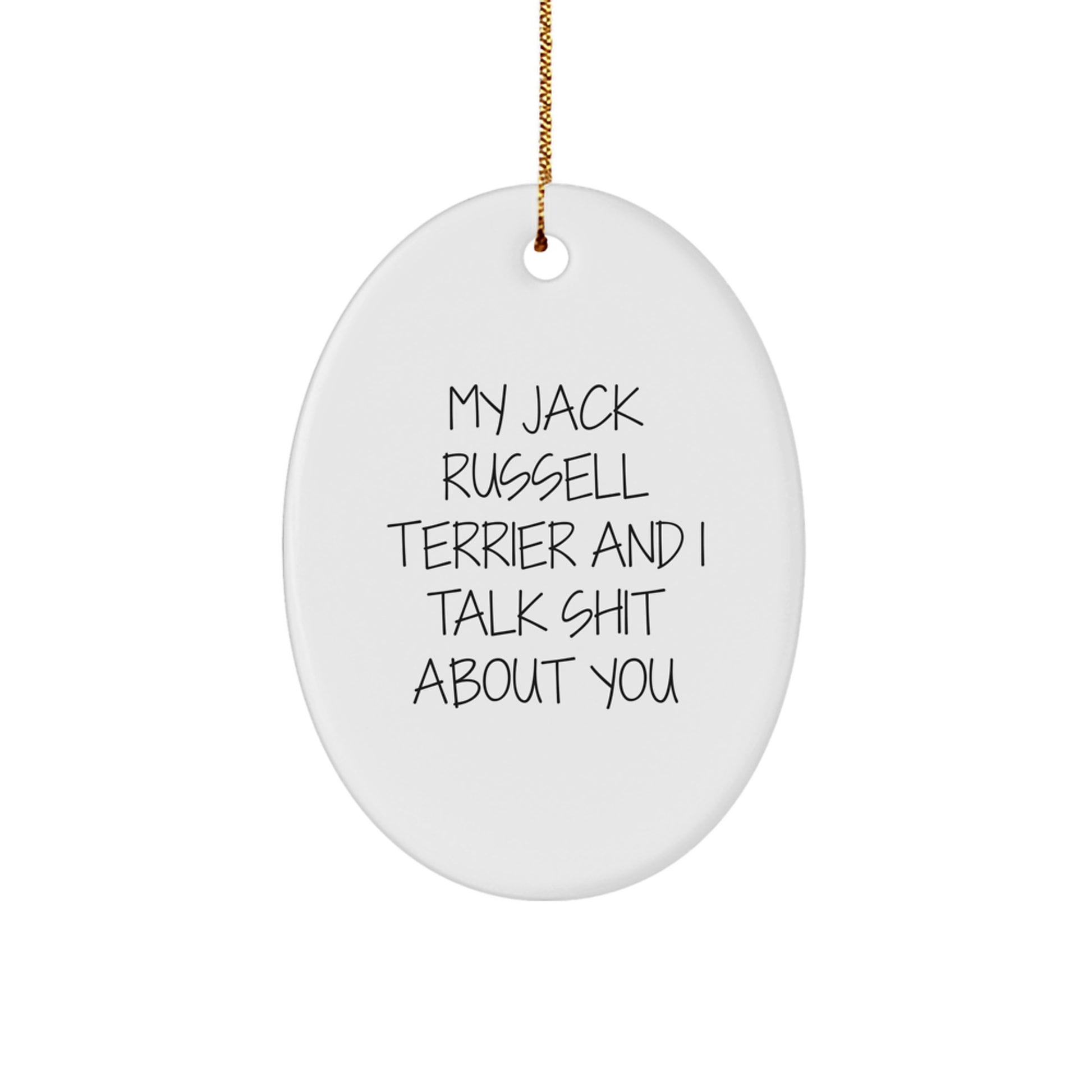 Funny Jack Russell Terrier Dog Oval Ornament Gifts from Family to Friends for Christmas - Image 1