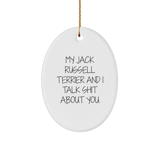 Funny Jack Russell Terrier Dog Oval Ornament Gifts from Family to Friends for Christmas - Image 1