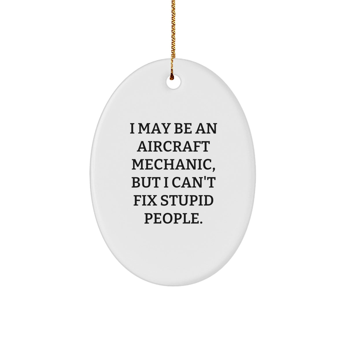 Funny Aircraft Mechanic Oval Ornament Gifts from Friends and Family for Men at Christmas Unique - Image 1