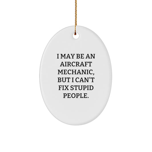 Funny Aircraft Mechanic Oval Ornament Gifts from Friends and Family for Men at Christmas Unique - Image 1