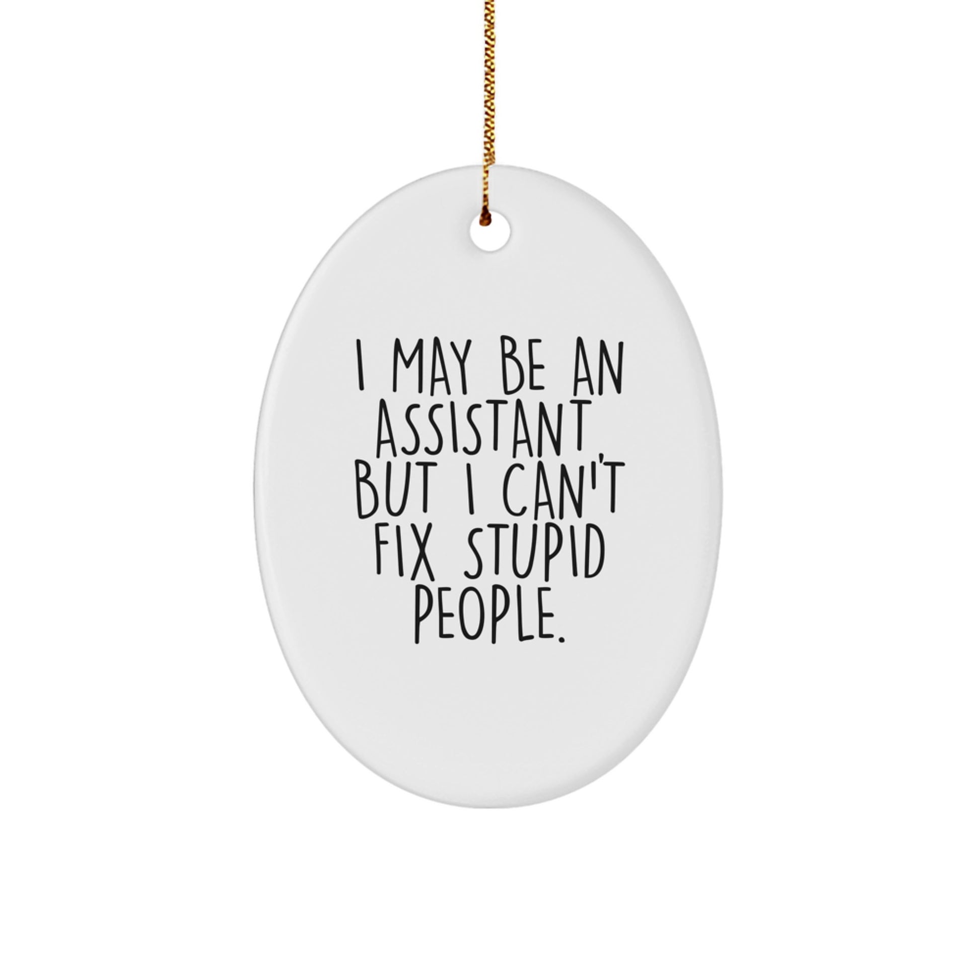 Funny Assistant Gifts for Men Friends Family - Oval Ornament, I 'May Be An Assistant, But I Can't Fix Stupid People.' Christmas Unique Presents - Image 1