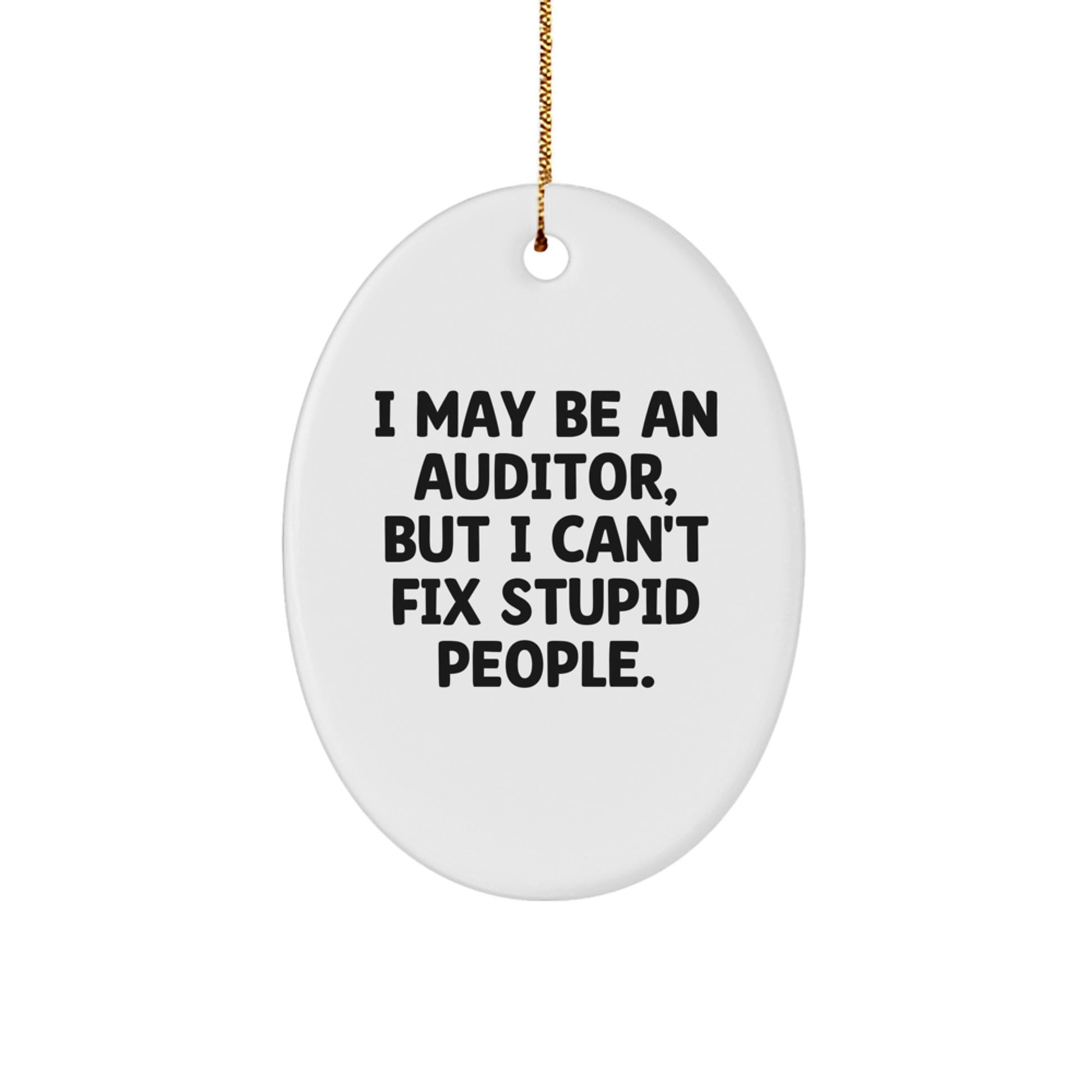 Funny Christmas Unique Gifts from Men to Auditor Friends Oval Ornament, I May Be An Auditor But I Cant Fix Stupid People Humor Gift for Coworkers, Oval Auditor - Image 1