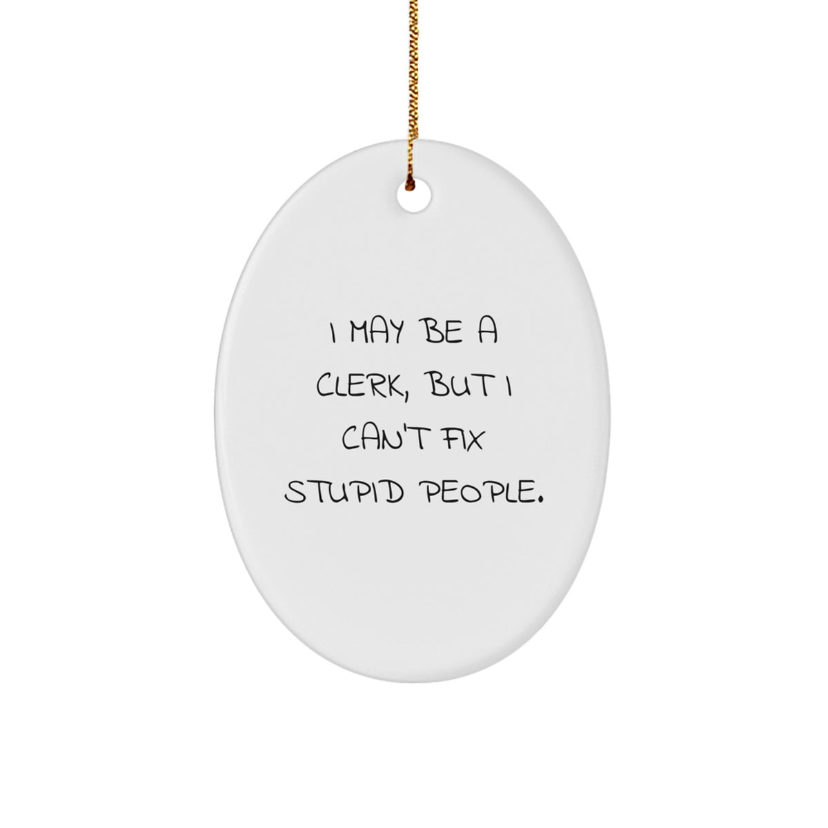Christmas Gift for Her Clerk Oval Ornament Present Bright White - Image 1