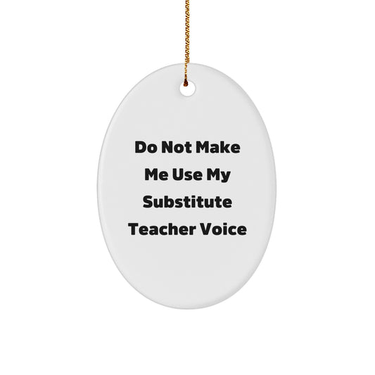 Christmas Gift for Her – Substitute Teacher Oval Ornament Present - Image 1