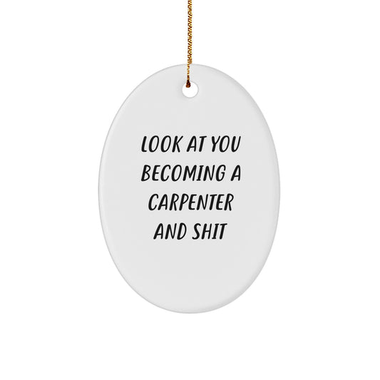 Carpenter Oval Ornament Idea for Coworkers Christmas Gift - Image 1
