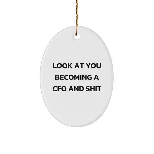 Funny CFO Gifts for Him - Oval Ornament Look At You Becoming A CFO and Shit - Christmas Unique Gifts from Friends - Image 1