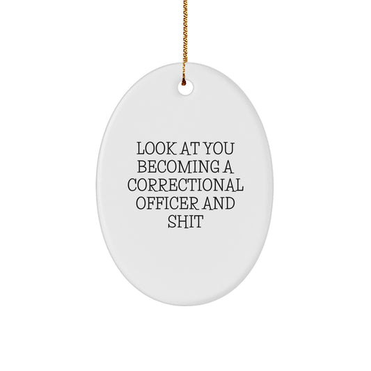 Funny Correctional Officer Gifts from Friends, Unique Oval Ornaments for Men, Women, or Family, Perfect for Christmas Unique Gifts - Image 1