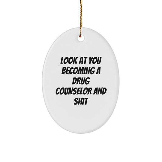 Funny Christmas Ornament for Drug Counselor - Look At You and Shit Gift - Image 1