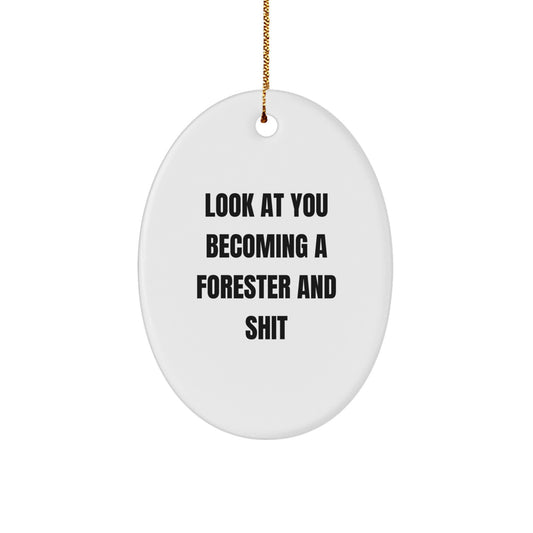 Forester Oval Ornament Idea Gift for Coworkers – Christmas Keepsake - Image 1