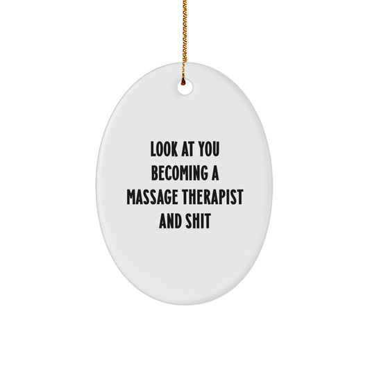 Christmas Gift for Teens Massage Therapist Surprise White Ornament - Image 1
