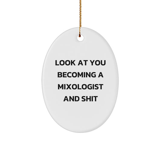 Funny Mixologist Gifts for Men - Oval Ornament, Gifts from Friends to Family, Christmas Unique - Image 1