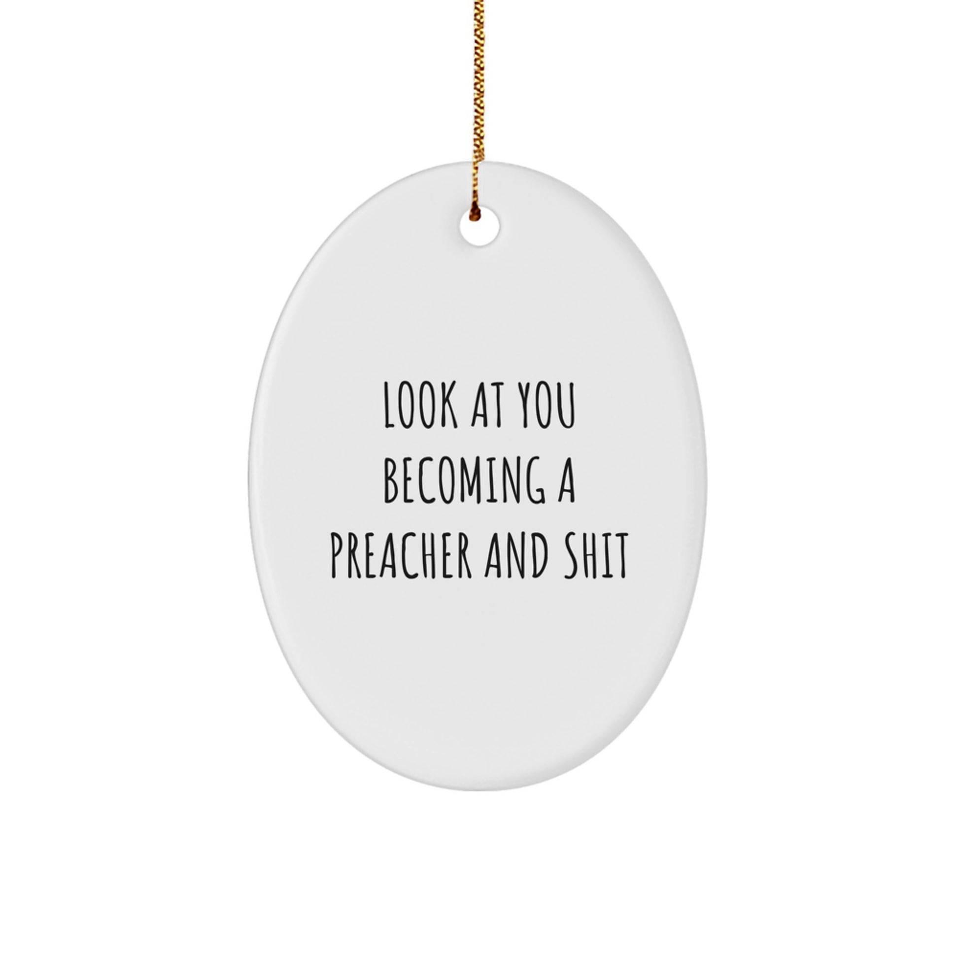 Funny Preacher Oval Ornament Gifts from Friends and Family for Men, Unique Christmas Unique Gift Idea for Pastor - Image 1