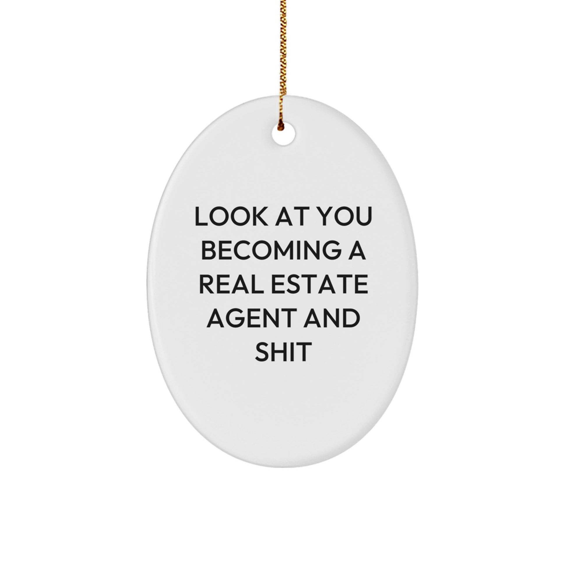 Funny Real Estate Agent Gifts for Agents - Unique Oval Ornament from Men to Family Friends - Christmas Unique Presents - Image 1