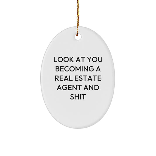 Funny Real Estate Agent Gifts for Agents - Unique Oval Ornament from Men to Family Friends - Christmas Unique Presents - Image 1