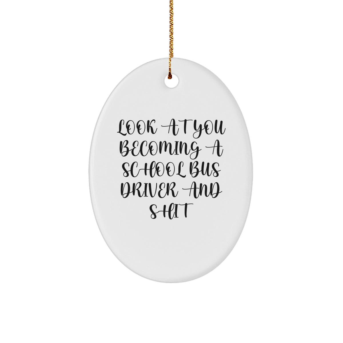 Christmas Gift for Her School Bus Driver Oval Ornament Present - Image 1