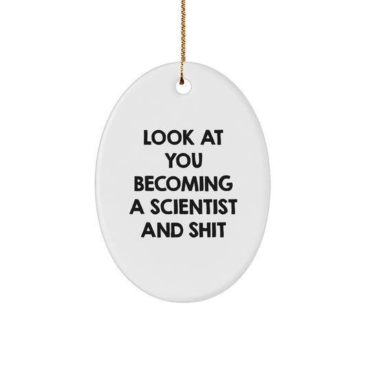 Funny Scientist Gifts for Him, Scientist Oval Ornament for Christmas Unique Gifts from Friends, Scientist Decor for Home Office - Image 1