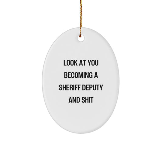 Sassy Sheriff Deputy Oval Ornament Christmas Gift for Friends - Image 1