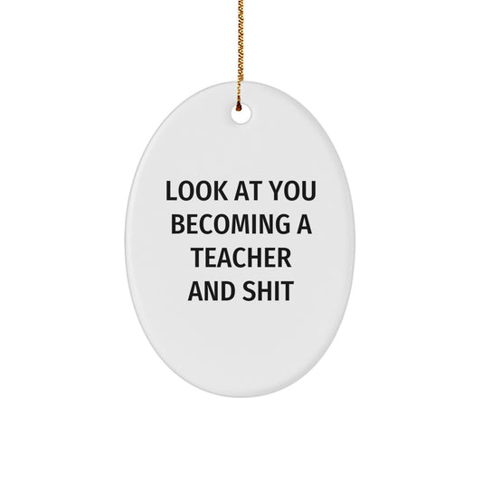 Teacher Oval Ornament Idea for Coworkers Christmas Gift - Image 1