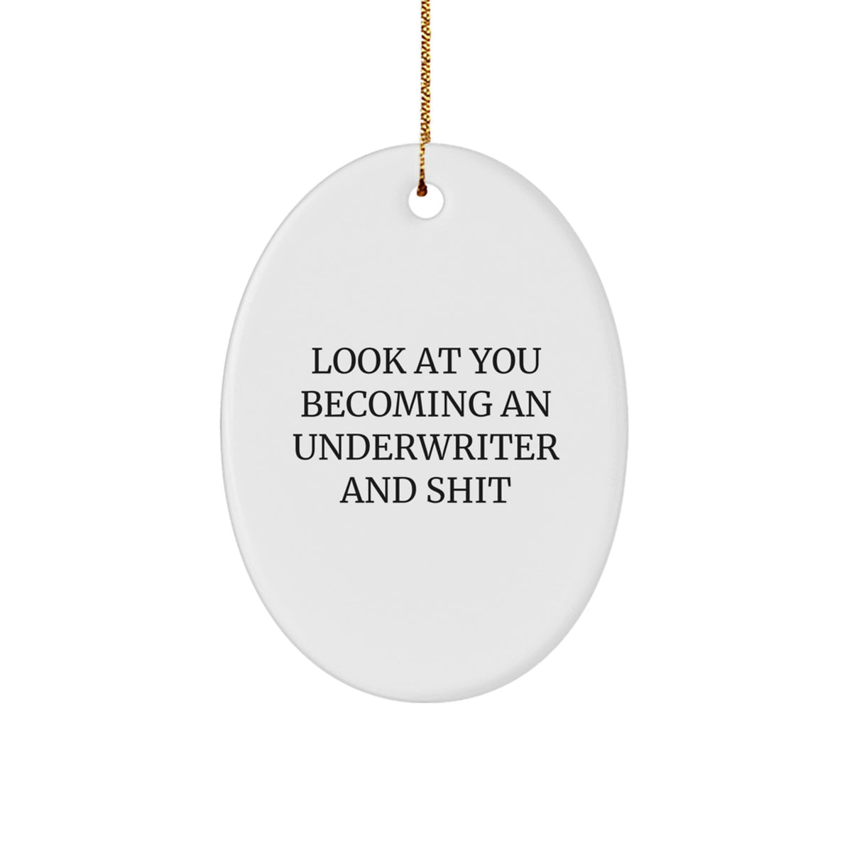 Funny Underwriter Gifts for Men - Oval Ornament with 'Look At You Becoming An Underwriter And Shit' Quote, Ideal Gifts from Friends or Coworkers for Underwriter at Christmas - Image 1