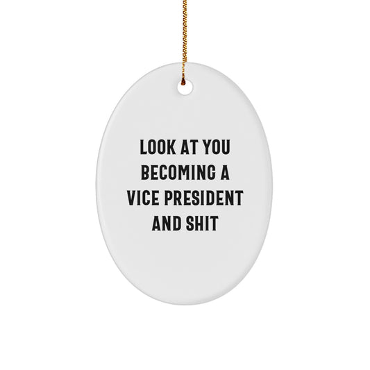 Christmas Gift Oval Ornament for Her – Vice President Present - Image 1
