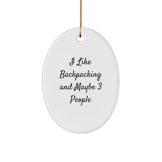 Backpacking Oval Ornament Idea for Coworkers Christmas Gift - Image 1