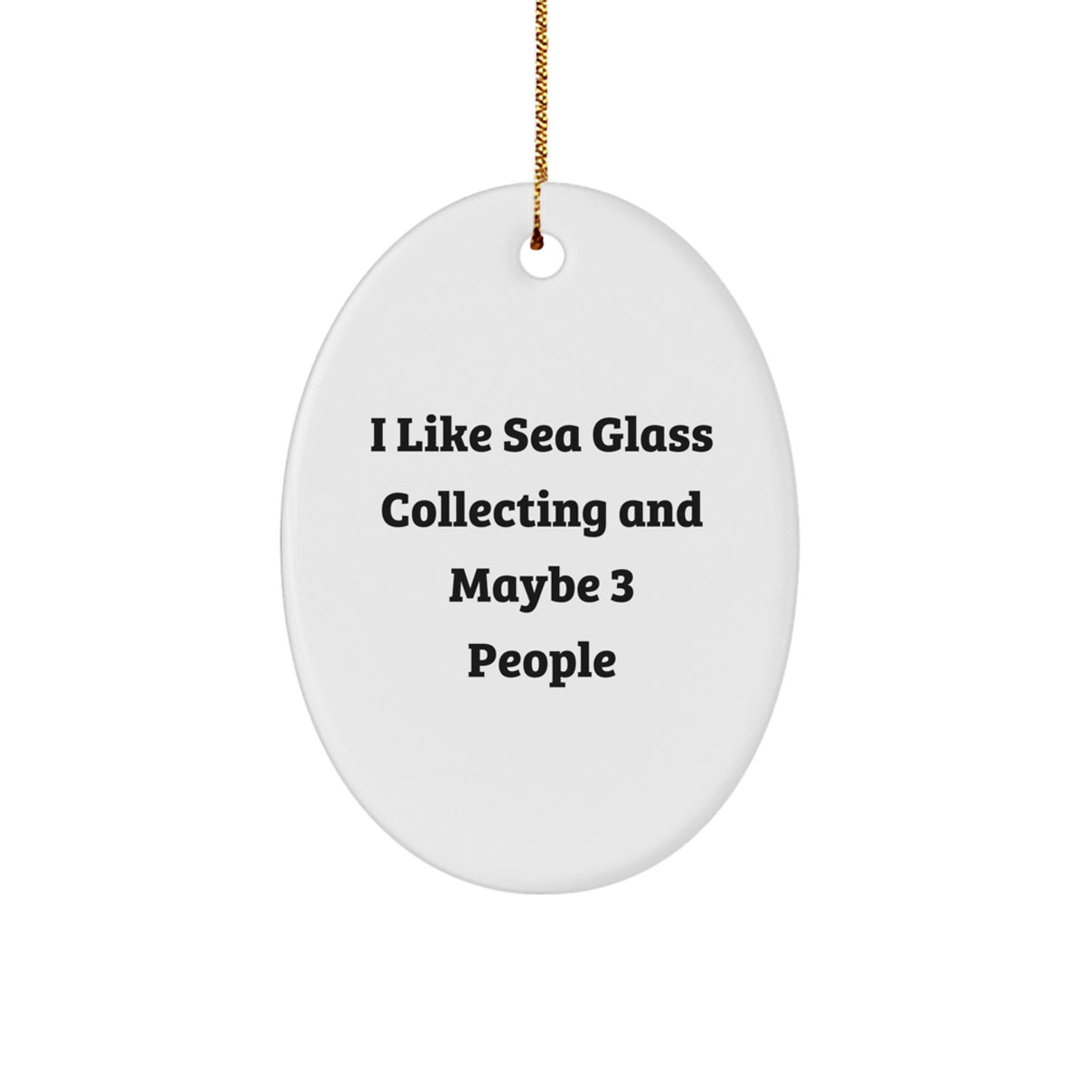 Playful Sea Glass Collecting Oval Christmas Ornament for Roommates Gift - Image 1
