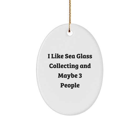 Playful Sea Glass Collecting Oval Christmas Ornament for Roommates Gift - Image 1