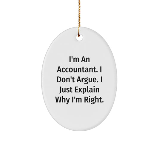 Funny Accountant Gifts for Family Friends Christmas Oval Ornament, Gifts from Men Women Coworkers to Accountant Friends - Image 1
