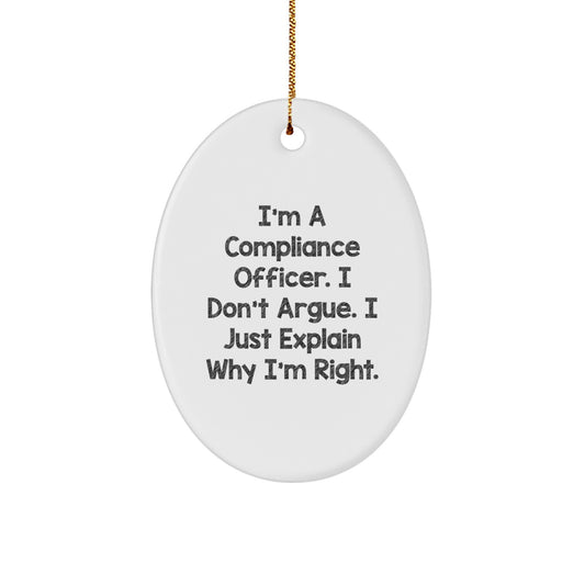 Christmas Gift Oval Ornament for Her Present Compliance Officer Keepsake - Image 1