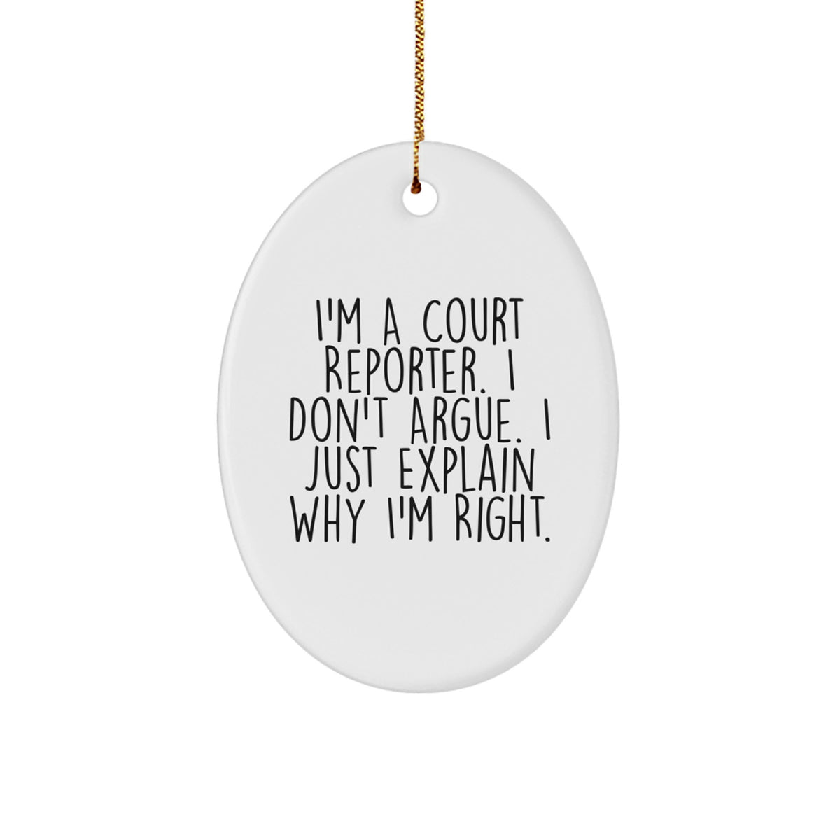 Sarcastic Court Reporter Christmas Ornament Gift for Friends, Explaining - Image 1