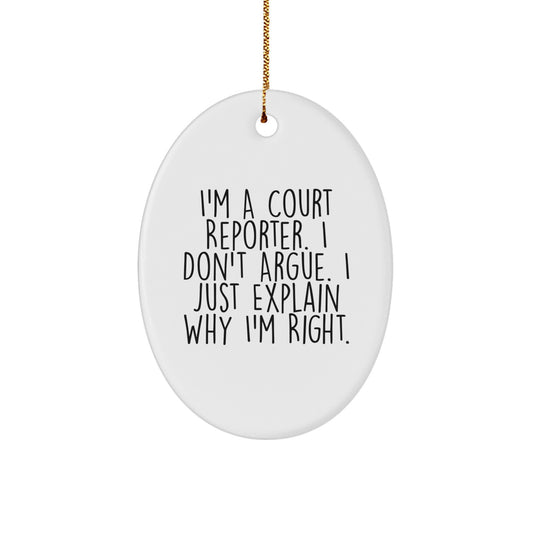 Sarcastic Court Reporter Christmas Ornament Gift for Friends, Explaining - Image 1