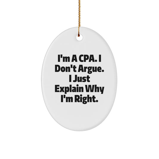 Christmas Gift Oval Ornament for Her Present – Cpa Keepsake Holiday - Image 1