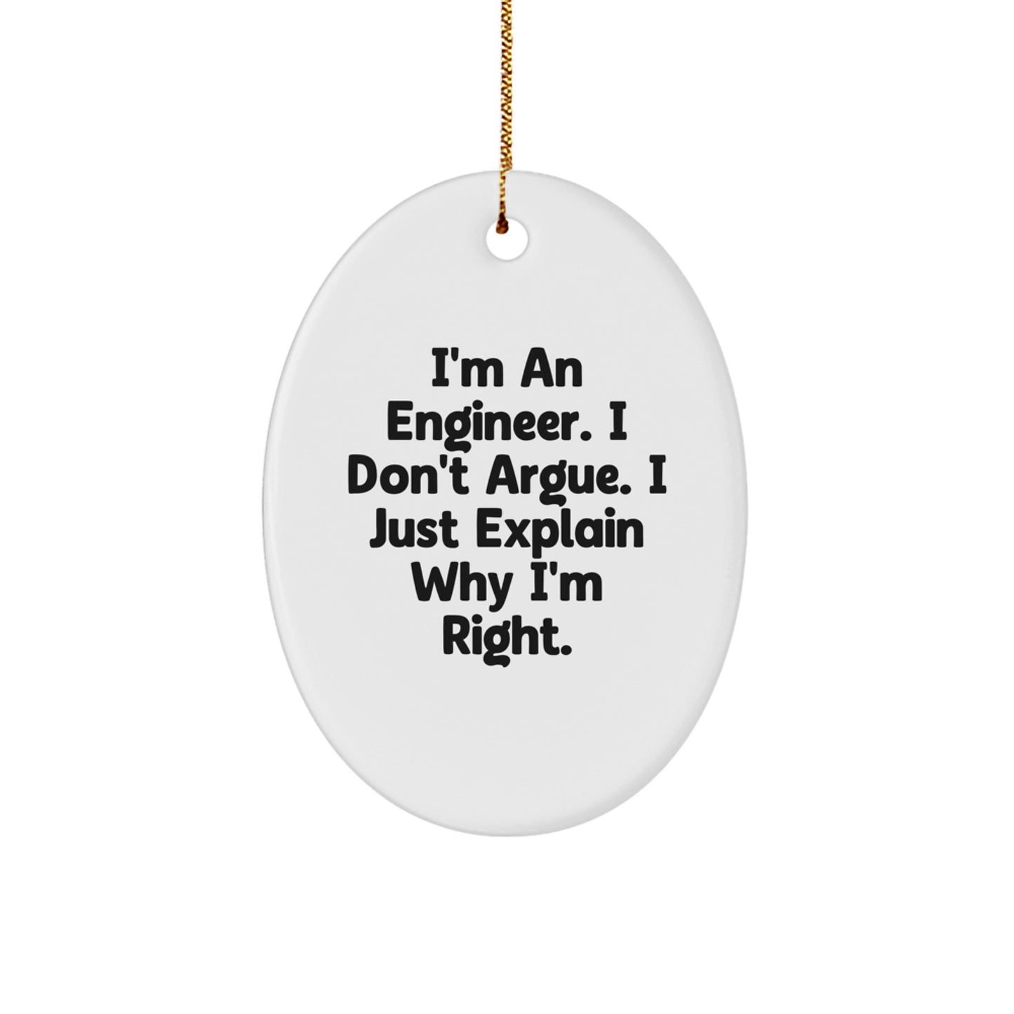 Funny Engineer Oval Ornament Gifts for Engineer Friends and Family, Christmas Unique Gifts from Men to Women, Oval Ornament Engineer Humor - Image 1