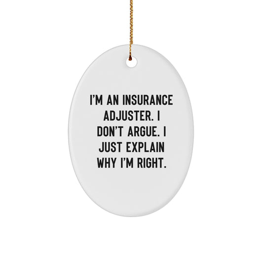 Insurance Adjuster Oval Christmas Ornament for Neighbors Gift - Image 1