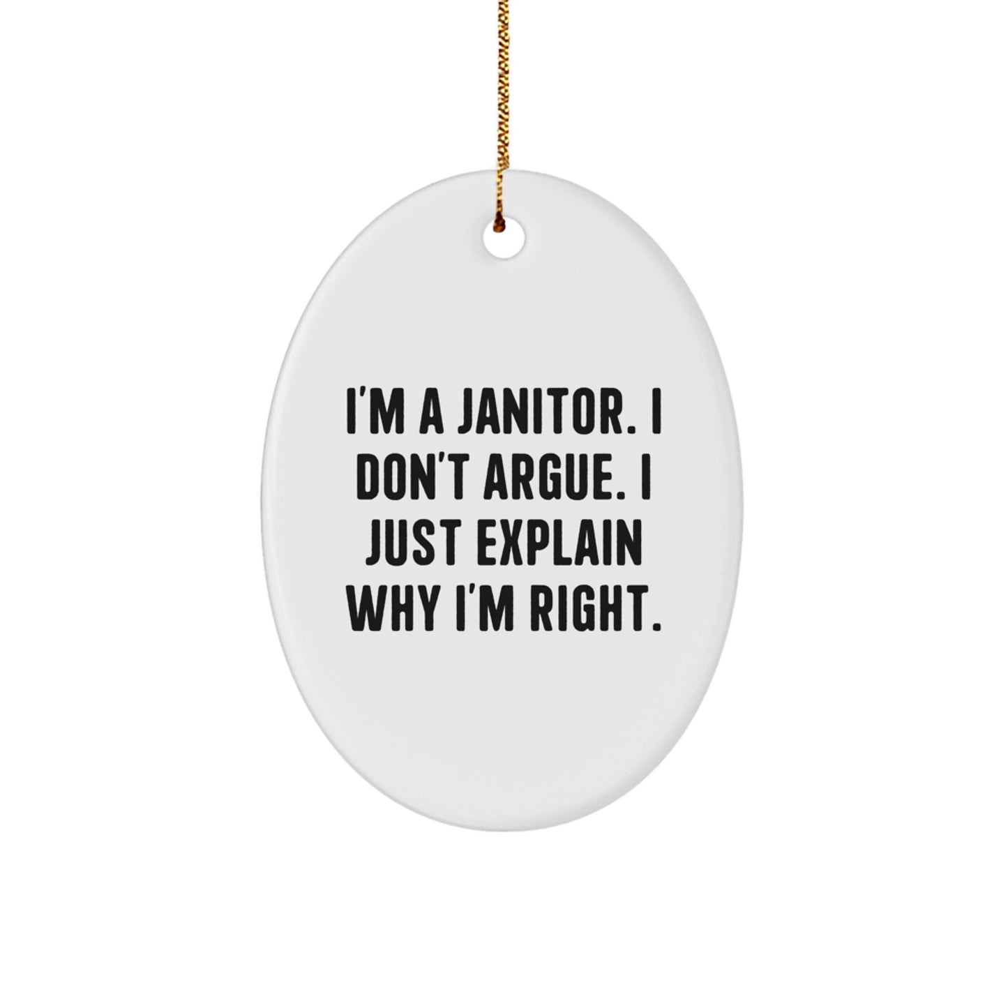 Funny Janitor Gifts from Friends for Janitor Men Oval Ornament Christmas Unique Treasures - Image 1