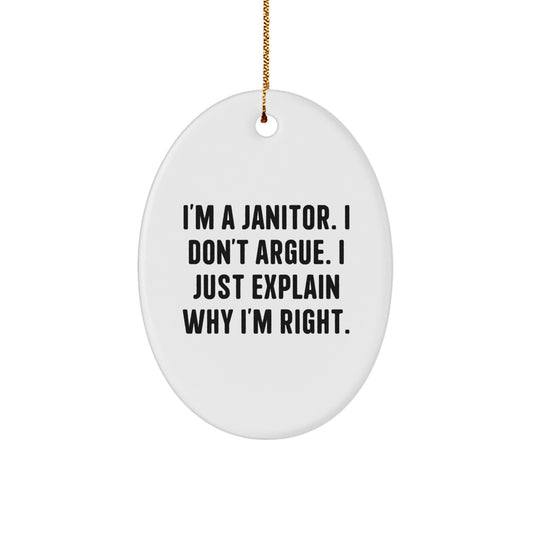 Funny Janitor Gifts from Friends for Janitor Men Oval Ornament Christmas Unique Treasures - Image 1