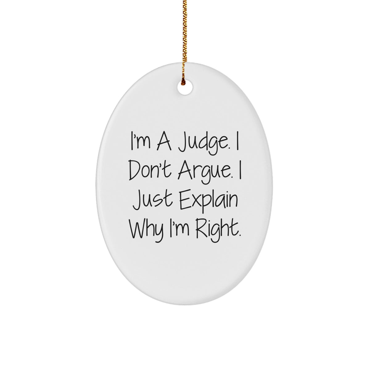 Christmas Ornament Gift for Kids - Judge Favorite 'I Don't Argue' Humor - Image 1