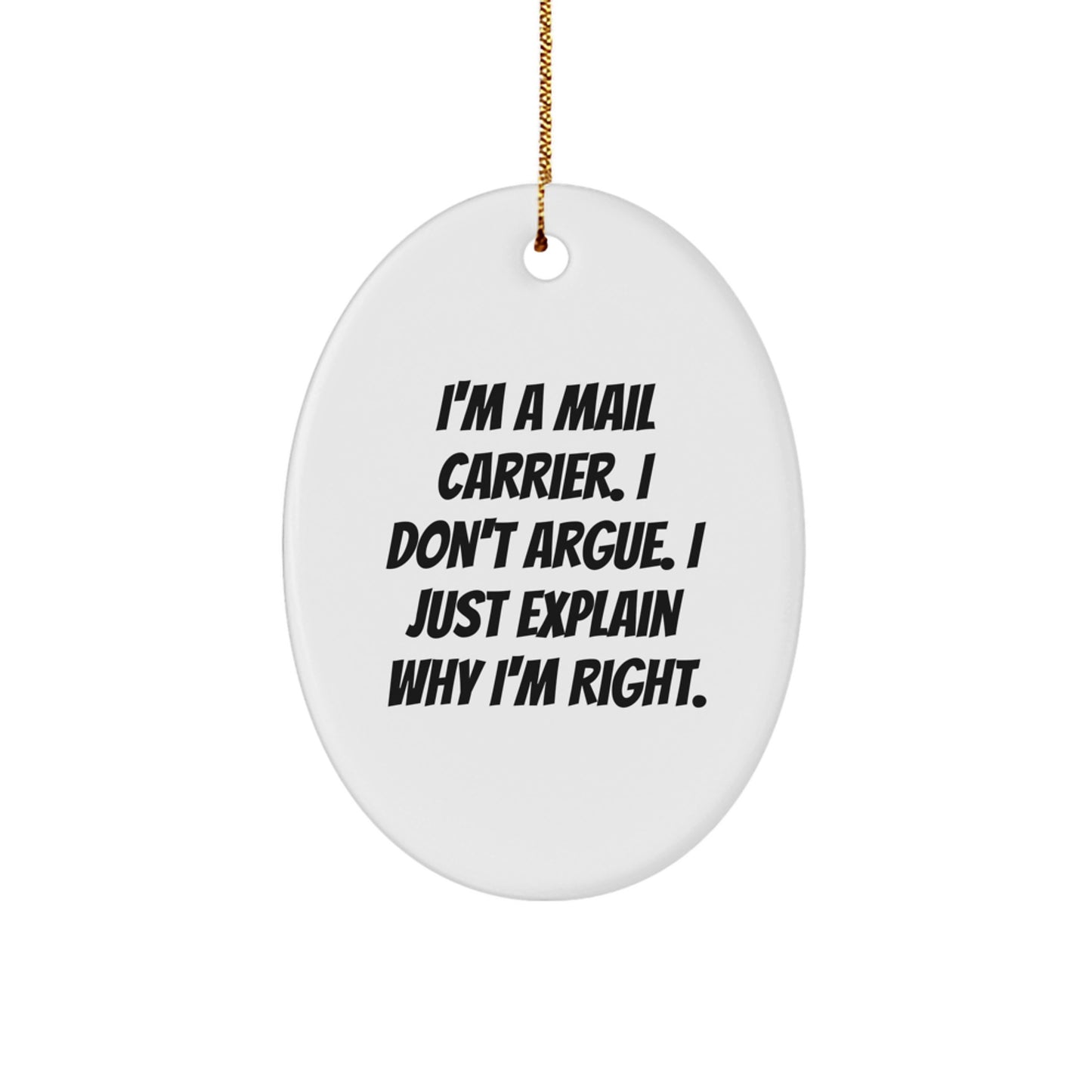 Funny Mail Carrier Gifts from Friends - Oval Ornament, Christmas Unique Gifts for Mail Carrier - Image 1