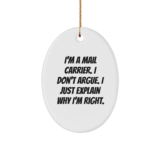 Funny Mail Carrier Gifts from Friends - Oval Ornament, Christmas Unique Gifts for Mail Carrier - Image 1