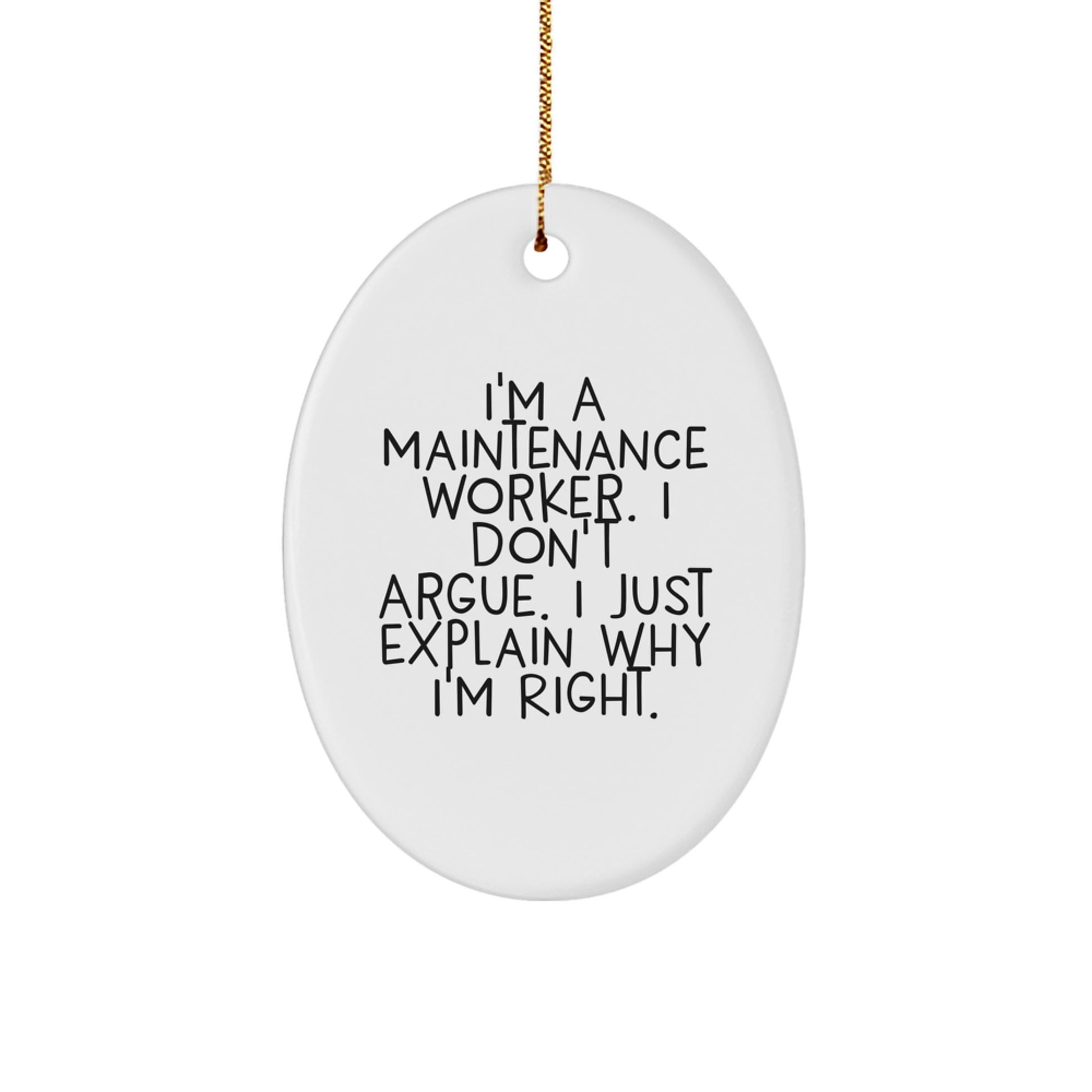 Funny Maintenance Worker Oval Ornament Gifts from Friends, Colleagues, or Family for Christmas Unique Presents - Image 1