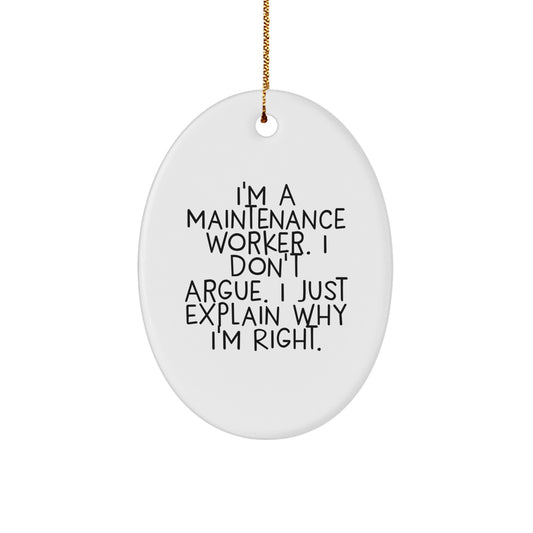 Funny Maintenance Worker Oval Ornament Gifts from Friends, Colleagues, or Family for Christmas Unique Presents - Image 1