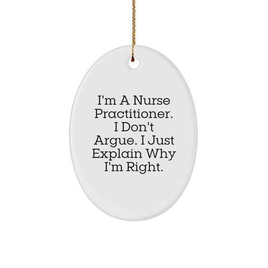 Funny Nurse Practitioner Gifts for Nurse Practitioner Oval Ornament on Christmas - Image 1
