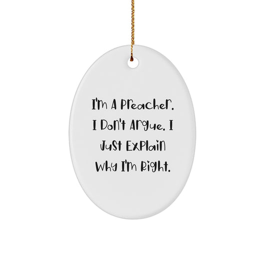 Preacher Oval Ornament for Family Treasure Christmas Gift Keepsake - Image 1