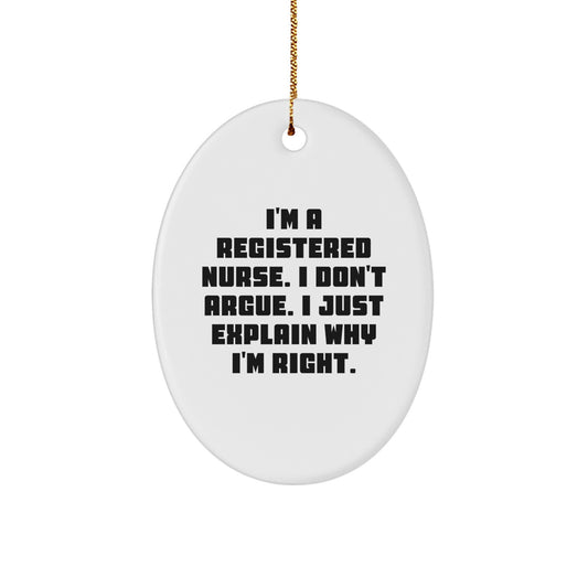Funny Registered Nurse Oval Ornament Gifts for Her Mom from Family this Christmas - Image 1
