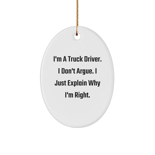 Truck Driver Keepsake Christmas Ornament for Him Gift Durable White - Image 1