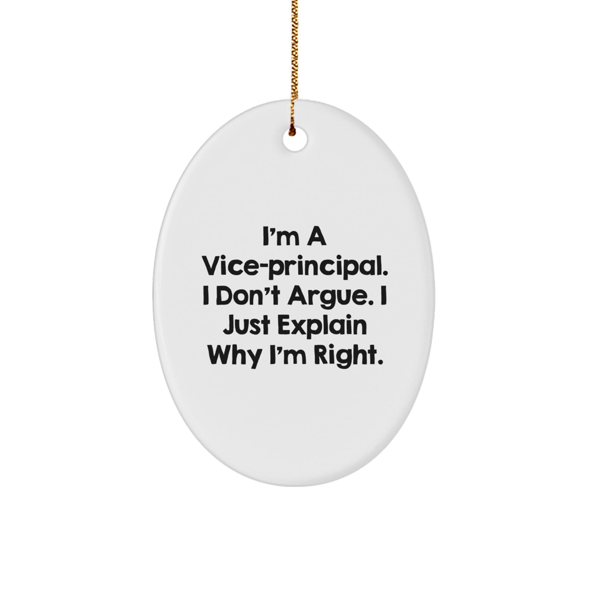 Funny Vice-principal Gifts from Friends - Christmas Unique Oval Ornament for Vice-principal, Oval Shaped White Decoration, Inspirational Quote - Image 1